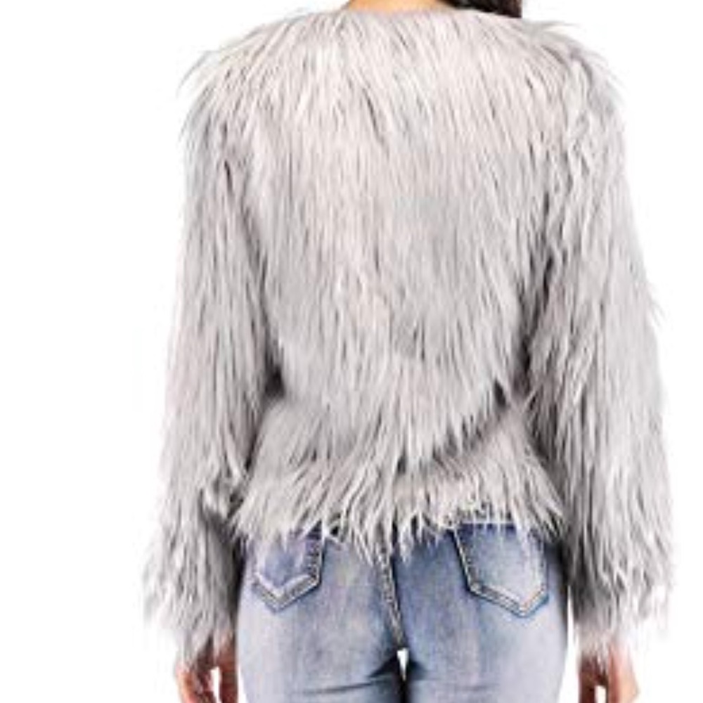 /Faux Fur /Coat Long Sleeve Short Jacket - Picture 5 of 7